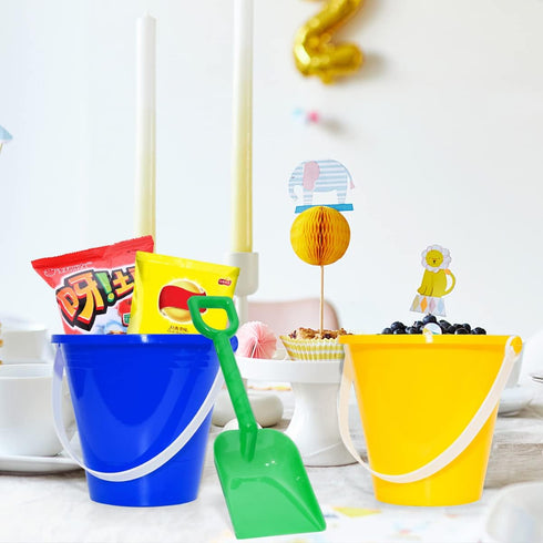 Holady 12 Pack 5'' Inch Summer Sand Beach Buckets Pail with Beach Shovels,Sand Bucket Water Bucket for Beach Fun Great