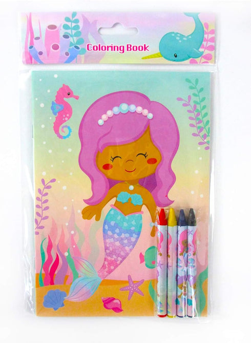 Set 12 48 TINYMILLS Rainbow Mermaid Coloring Book for Kids Party Favors with Coloring Books and Crayons African