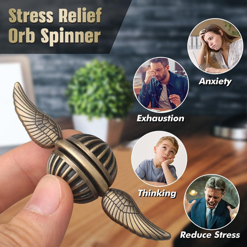 Sphere Fidget Spinner for Kids and Adults, Metal Brass Orb Ball Toy for Stress Relief, Sensory Toy with Premium Case