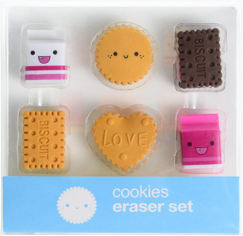 Cookie Erasers for Kids - 12 Pieces 3D Cute Food Puzzle Mini Biscuit Erasers, Fun Desk Pet Erasers
