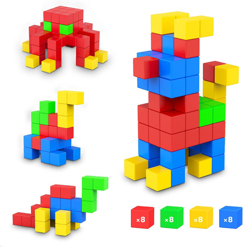 Magnetic Blocks 32 Pieces, Large Building Blocks for Ages 3+ Year Old Boys and Girls, 3D Educational Sensory Magnet Toys