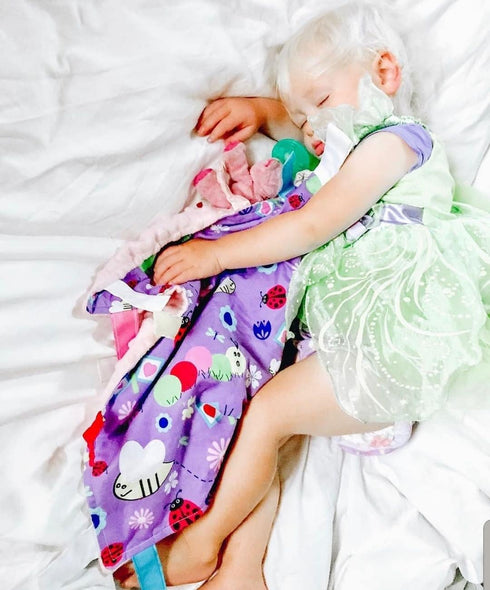 Lovey Sensory Tag Toy Garden Flowers Butterflies Blanket by The Learning Lovey