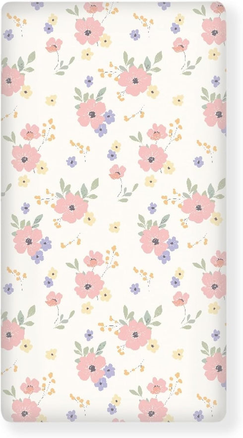 Winpema Dreamy Floral Print Fitted Crib Sheet Flower Baby Crib Sheet Fit Standard