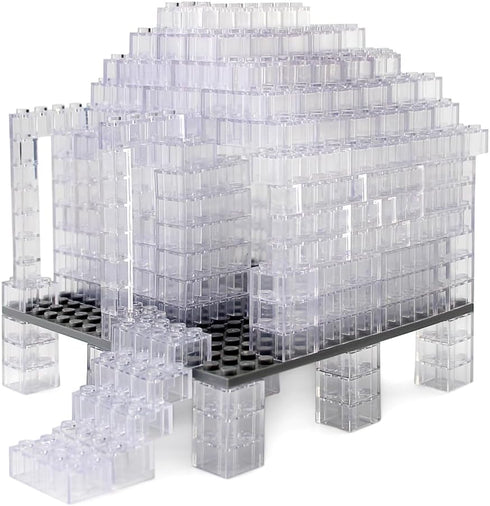 Feleph 260 Pieces Trans-Clear Bulk Bricks Classic Building Creative Play Blocks Set, Compatible with Major Brands