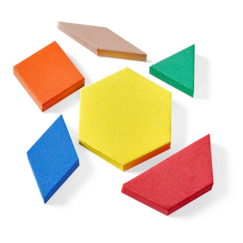 hand2mind Foam Pattern Blocks, Set of 100 Geometric Shapes for Kids, Sorting Math Manipulatives