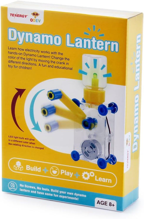 Tenergy ODEV Dynamo Lantern Educational STEM Building Toy, Hand Cranked Power Generator for Kids Age 14+