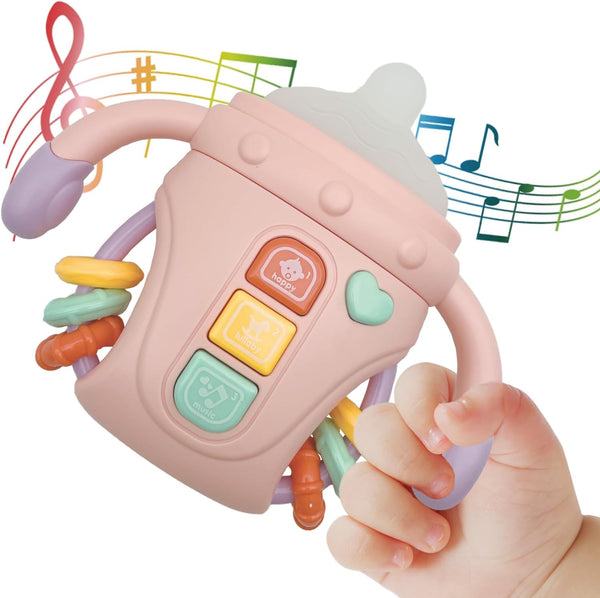 Baby Musical Toys, Sensory Learning Toy with Music and Lights, Pacifier Teething Rattle Toy for Toddlers Gifts