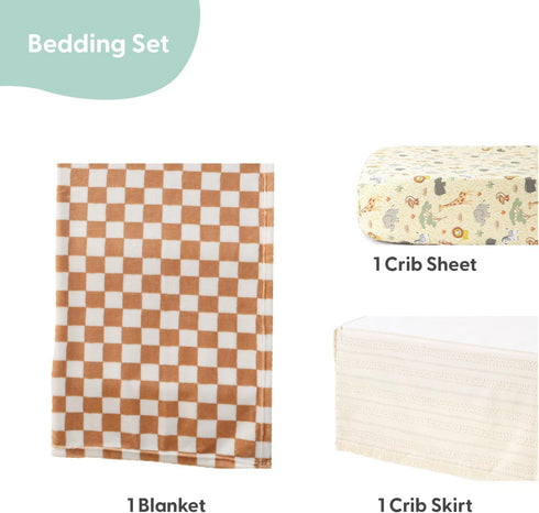Set 3 Set The Peanutshell Baby Crib Bedding for Boys or Girls - Pieces - Newborn, Infant & Toddler Bed - Checkered Baby