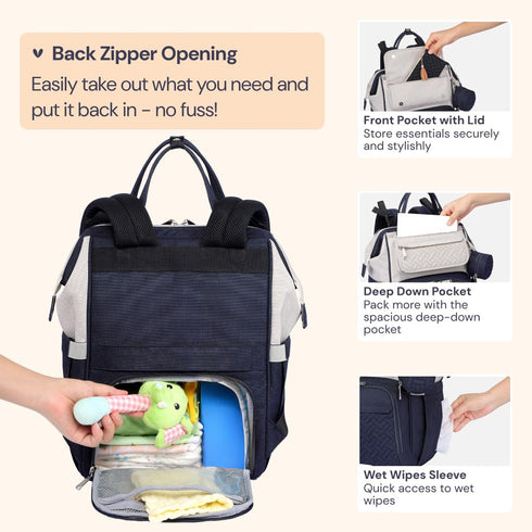Backpack, Pack BabbleRoo Diaper Bag Multifunction Large Bags with Changing Pad & Stroller Straps Pacifier Case, Unisex