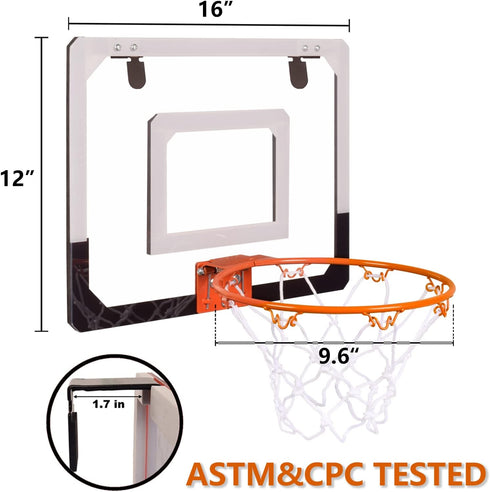 NI-ROU Indoor Mini Basketball Hoop for Kids with Electronic Scoreboard & 2 Balls