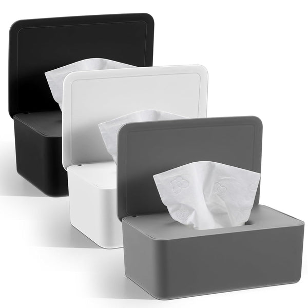 Yuanan 3 Pcs Wipes Dispenser, Refillable Wet Wipe Container with Lid 7.28 x