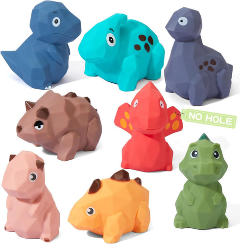 Baby Bath Toys 8 Pcs, No Hole Dinosaur Bath Toys, Easy Clean for Babies 6-12 Months, Toddler Toys