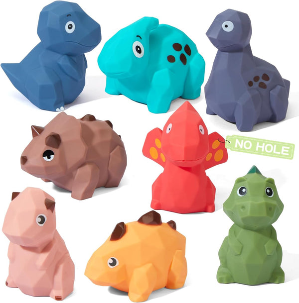 Baby Bath Toys 8 Pcs, No Hole Dinosaur Bath Toys, Easy Clean for Babies 6-12 Months, Toddler Toys