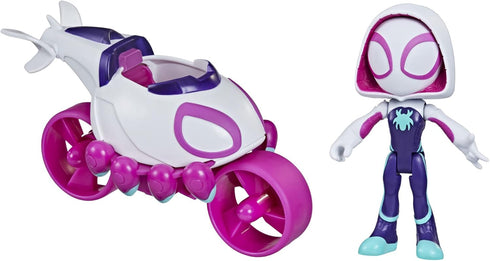 Hasbro Marvel Spidey and His Amazing Friends Ghost-Spider Action Figure with Copter-Cycle Vehicle, Kids Ages 3+