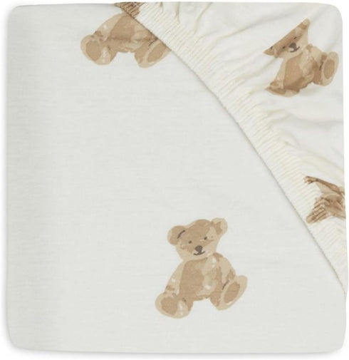 Jollein Jersey Fitted Sheet - Teddy Bear 70/140x75/150cm