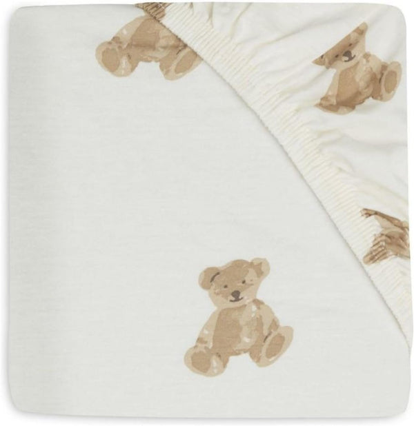 Jollein Jersey Fitted Sheet - Teddy Bear 70/140x75/150cm