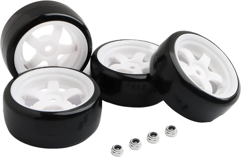 4PCS 12mm Hub Wheels, 1:10 63mm Hard Plastic RC Drift Cars On Road Touring Racing Bald Tires for Traxxas HSP Tamiya