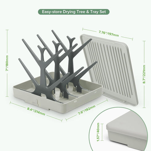 haakaa Portable Baby Bottle Drying Rack with Tray, Space Saving Bottle Drying Tree for Bottles/Pump