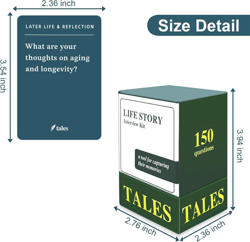150 Pcs Life Story Interview Kit Cards, Family Conversation Cards for Family Game Night with Curated Question Cards