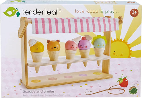 Tender Leaf Toys - Scoops and Smiles, Ice Cream Toy Shop with 5 Solid Wood Pretend Play Set for Kids, Age 3+