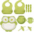 Silicone Baby Feeding Set - 13 Piece Baby Led Weaning Supplies, Strong Suction Bowl, Plate, Adjustable Bibs, 4-in-1 Cup