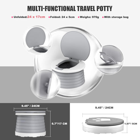 Portable Potty for Toddler Travel Foldable Potty Seat for Toddler Training Toilet for Kids Boys Girls Car On The Go