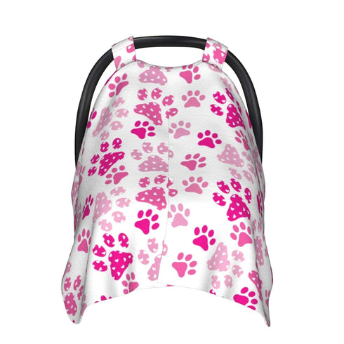 Hcpwzrf Dog Paw Print Heart Pink Baby Car Seat Cover & Nursing Cover - Breathable Stretch Multi-Use Cover
