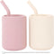 WeeSprout Set of 2 Silicone Baby Cups with Straws and Lids, 4 & 8 oz, Food Grade Toddler Training Container
