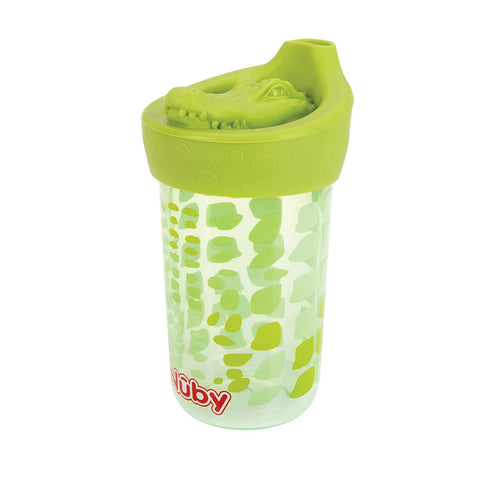 Nuby No Spill 3D Character Sippy Cup, 12 Ounce, Soft Touch Flo Silicone Top, Alligator