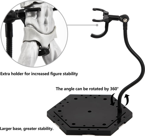 Yocoolfun 3 Pack 1/144 Black Action Figure Stand,Action Figure Display Holder Stand Base,Compatible with HG RG SD SHF