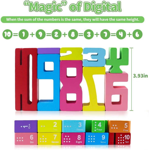 20Pcs 1 10, rytopt Wooden Number Building Blocks, Digital Building Blocks from to Easter, Party Favors, Stocking