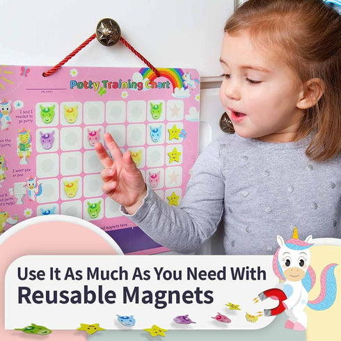 Potty Training Reward Chart, 35 Reusable Stickers, Crown, Instructional Stickers, Unicorn
