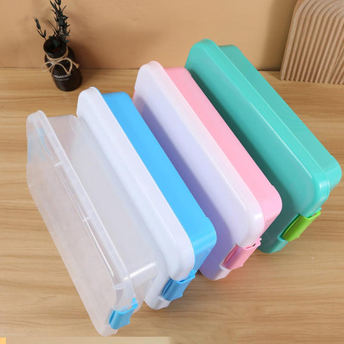 Xinsheinelry Set Box,Stackable Sand Tray with Lid Stickers Portable Sensory Bin for Kids Art Storage Blue Green