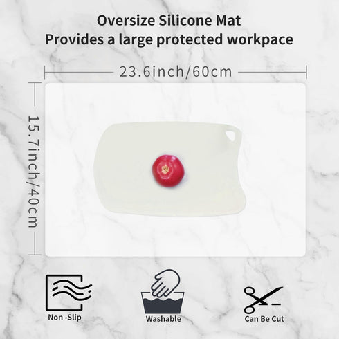 2 Pack Set 2 Countertop 23.6''x15.75'') Oversize Silicone Table Mats, Silicone Placemat of for Baking Craft Pastry