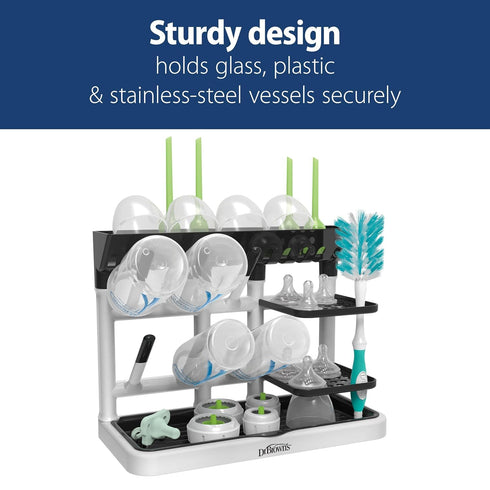 Set, 3-Pack, Dr. Brown's Baby Bottle Drying Tower, Stand-Up Drying Rack with Reusable Sponge Baby Bottle Cleaning Brush