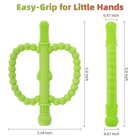 Store 2 Pack 0-6 0-12 0-36 Fu Hollow Teether Tube Apple Shape Chew Straw Sensory Toy for Infant Toddlers Silicone Tubes