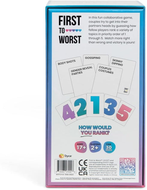 First to Worst Party Game Couples Connection | Adult Relationship Card Game for Date Nights | Funny Ranking & Guessing