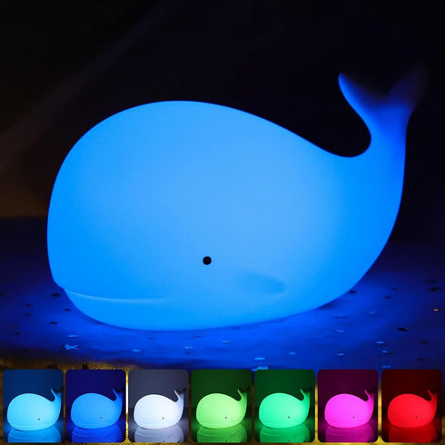 7 Dimmable 3 LOVERUIS Whale Night Light Silicone Colors Hours Timer Whales Baby Light Decor Room Ocean Baby Nursery