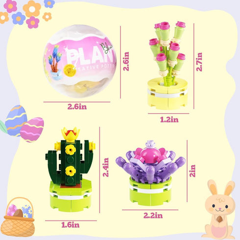 UMEELR 12Pcs Pre Filled Easter Eggs Kit, 12 in 1 Succulent Plants Building Blocks for Kids Easter Party