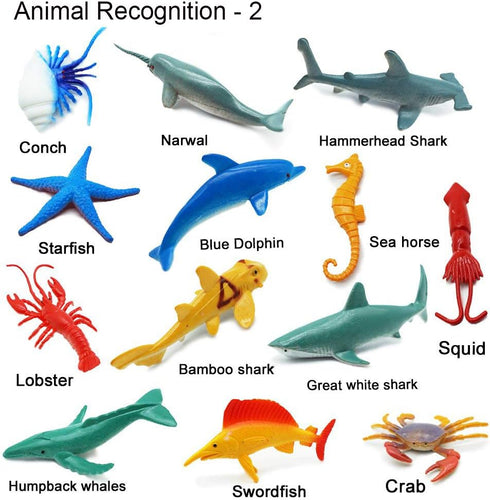 24-Pack Sea Ocean Animal Figures - Realistic Plastic Pool Party Toys Set for Children's Educational Gifts