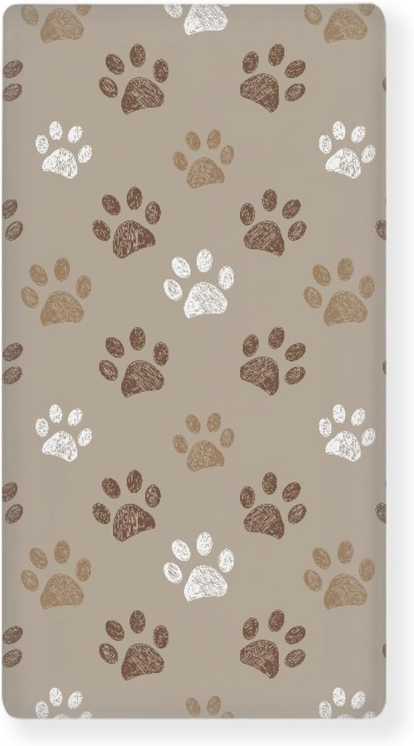 Streeyiu Brown Dog Paws Baby Crib Sheets for Boys Girls Paw Fitted Crib