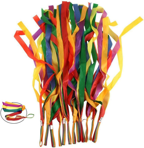 Rainbow Dance Ribbons - 12PCS Rhythm Ribbon Streamers for Kids, Bright & Multi-Colored