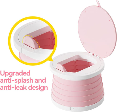 Liazonkj Portable Foldable Toddler Travel Potty - Medium Pink Potty Seat, Emergency Toilet for Car Camping Hiking