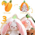 MIAODAM Cuddly Bunny Stuffed Animal, Kawaii Squishy Cute Easter Bunny Plush Turn Into Rabbit Fruit Doll Carrot Strawberry Pillow, Plushies Funny Bunny Toy for Baby (Carrot Rabbit, 10inch)
