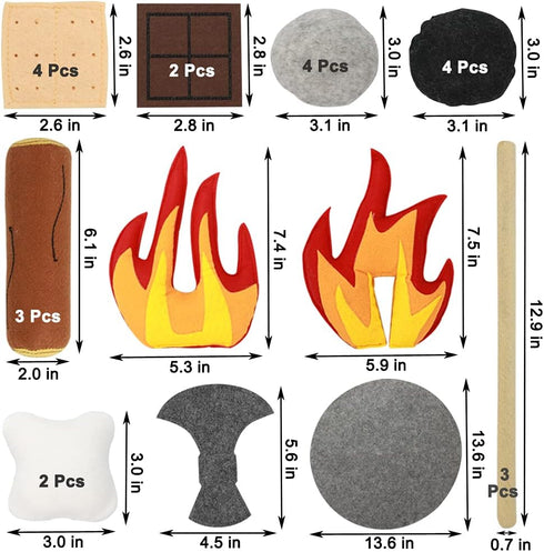Yowlieu 23 Playset Set 3-5 PCS Pretend Campfire Toys, Kids Plush Felt Play Campfire Safe Fake Fire Wood Stones Toys