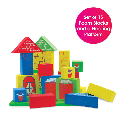 Edushape Floating Blocks - Bath Construction Foam Toys Set for Early Child Development