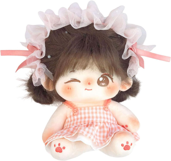 CALEMBOU Plush Doll, 20cm Cute Cotton Doll with Skeleton, Kawaii Anime Plushies Gift with Doll Clothes
