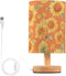 Vdsrup Table Lamp Sunflowers Orange Nightstand lamp Fabric Lamps with Wood Base Fabric