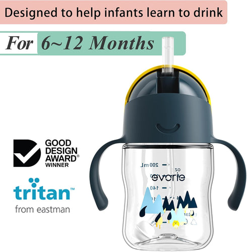 Evorie 7 Oz 10 Oz 6 2 Tritan Weighted Straw Sippy Cup for Baby and Toddler Bottle with Straw and Removable Handles