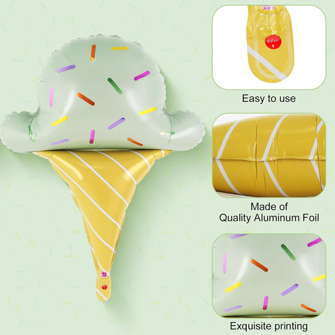 YOTHORN 6 Party,Summer Summer 3) Pcs Ice Cream Balloons, Giant Ice Cream Cone Foil Balloon for Party Decorations